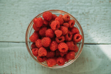 raspberries in a bowl