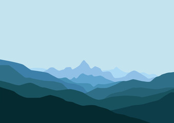 Fototapeta na wymiar mountains landscape panorama, vector illustration for background design.