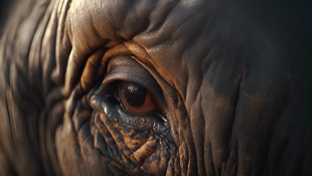 Intimate shot of an elephants eye, inviting the viewer to connect with the inner beauty and emotions of this majestic being.