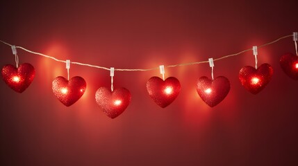 Romantic Background with Heart-Shaped Lanterns