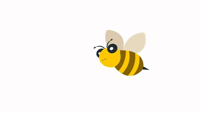 Bee animated Cartoon Character Flying. Bee Animation Video Motion Graphics 