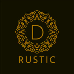 letter D rustic border initial vintage brand