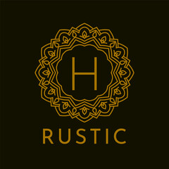 letter H rustic border initial vintage brand