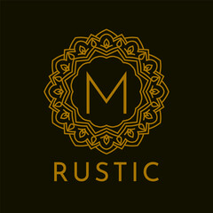 letter M rustic border initial vintage brand