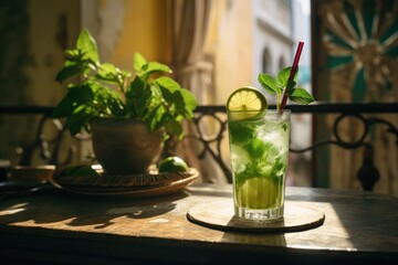 Sip the Spirit of Havana: Fresh Mojito from Cuba, Blending Lime, Mint, and Rum - A Classic Cuban Drink for an Authentic Tropical Experience.