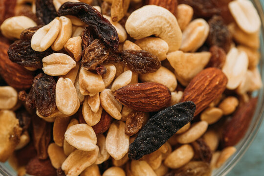 nuts and dried fruits. Nuts background. Food