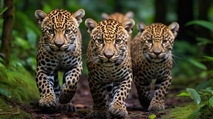 Wildcat Wonders: Jaguars, Masters of the Amazonian Rainforest and Andean Landscapes, Portraying the Magnificent Diversity and Delicate Balance of South America's Ecosystems. - obrazy, fototapety, plakaty