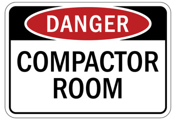 Compactor machinery safety sign and labels compactor room