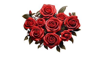 Valentine's Day with red roses isolated on transparent background, Generative ai.
