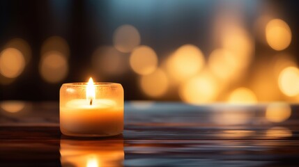 Cozy Illumination: Bask in the Gentle Glow of a Candle's Flame, Filling the Space with Soft Light and a Comforting Ambience of Warmth and Serenity.