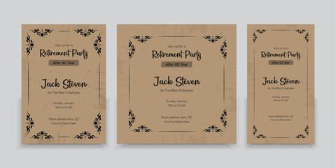 A set of Retirement Party Invitation Layout, Happy retirement. Party invitation. - obrazy, fototapety, plakaty