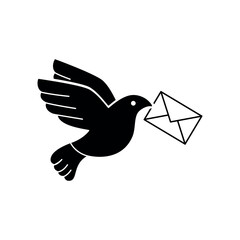 Pigeon with envelope icon vector illustration. Letter on isolated background. Postal bird sign concept.