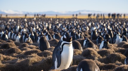 Penguin Paradise: A Lively Scene of Magellanic Penguins at Punta Tombo - Explore One of the Largest...