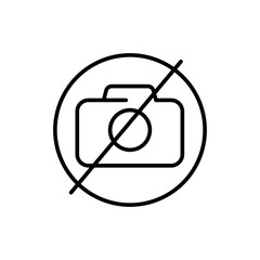 No camera sign outline icons, minimalist vector illustration ,simple transparent graphic element .Isolated on white background