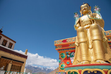 The beautiful views of Maitreya statue at Likir Monastery or Likir Gompa