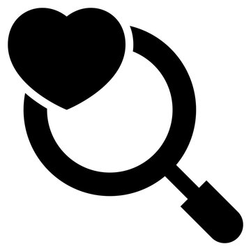 searth find heart love magnifying solid glyph