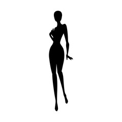 Woman body silhouettes fashion collection. Standing female mannequin for fashion designs. Vector illustration isolated in white background