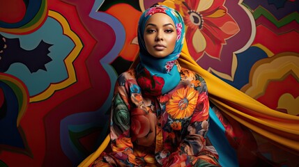 Fototapeta premium modern colorful stylish outfit photoshoot of a muslim