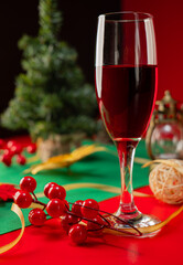 Red beverage in chirstmas theme