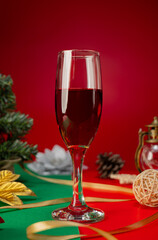 Red beverage in chirstmas theme