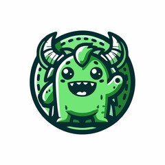 Cute monster minimalist logo design inspiration template