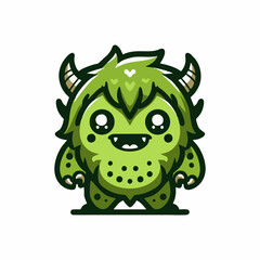 Cute monster minimalist logo design inspiration template