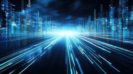 Digital technology speed connect blue background, cyber nano information, 