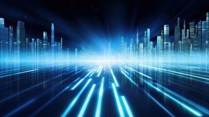 Digital technology speed connect blue background, cyber nano information, 