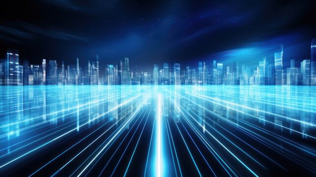 Digital technology speed connect blue background, cyber nano information, 