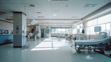 Naklejka na ściany i meble Empty emergency room in a hospital 