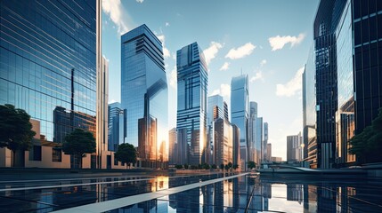 Fototapeta na wymiar Modern Skyscrapers In The Business District