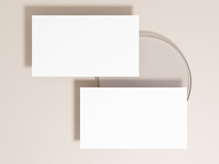 Blank business card mockup with minimalist brown background