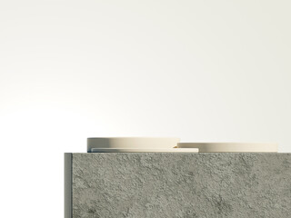 Product display podium on top of cement