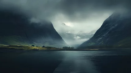 Gordijnen Moody mountain landscape in Norway © paisorn