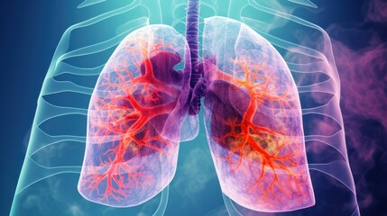 Male lung cancer biopsy respiratory system in x-ray.