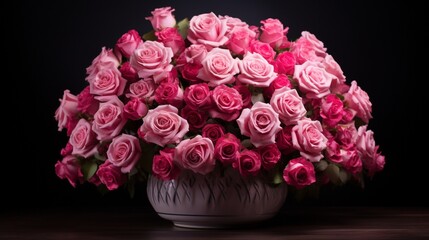 A symmetrical arrangement of palace roses, creating a visually pleasing and balanced composition.