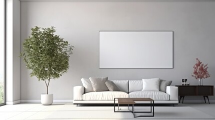 Home mockup, contemporary minimalist living room interior, 3d render Generative Ai