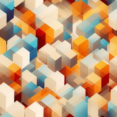 Obraz premium Abstract Cubic Isometric Background As Seamless Fill Tile Created Using Artificial Intelligence