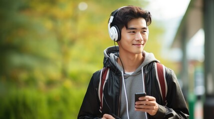 Fototapeta premium handsome Asian young man with headphones
