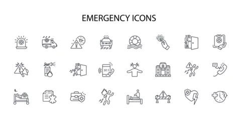 Fotobehang Emergency icon set.vector.Editable stroke.linear style sign for use web design,logo.Symbol illustration. © zumrotul