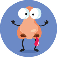 Funny Nose Bleeding Character Medical Concept Illustration. Hemorrhaging nostril being a symptom of a serous disease 
