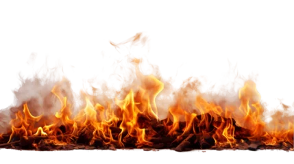 Sierkussen Flames on wood transparent background © Altair Studio