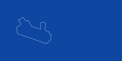Fototapeta premium A large white outline carpentry planer symbol on the left. Designed as thin white lines. Vector illustration on blue background