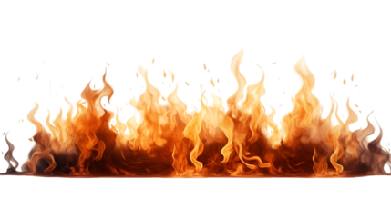 Flames on wood transparent background