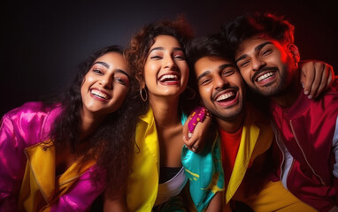 Fototapeta premium young indian friends group enjoying and laughing together