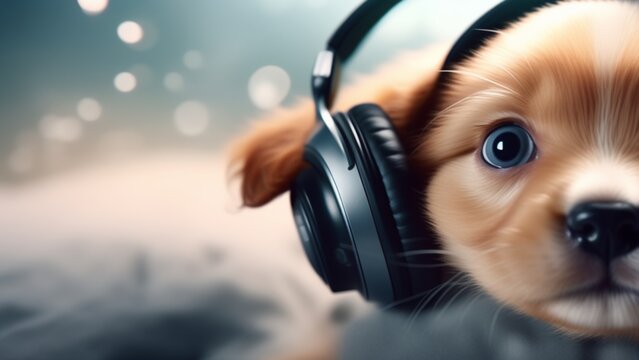 A dog enjoying music.