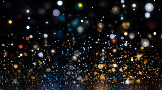 Pattern of twinkling lights on a black background