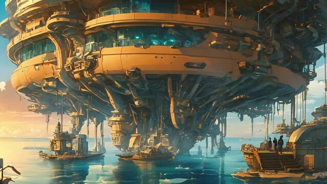 Descending into depths ocean, come across futuristic structure rising darkness like titanium tree. This Oceanic Research Station, pioneering outpost dedicated unlocking 2d animation