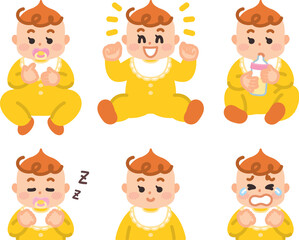 赤ちゃんの表情イラストセット