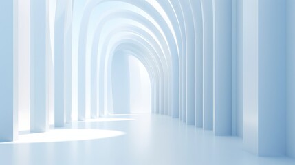 Beautiful airy widescreen minimalistic white and light blue architectural background banner with...